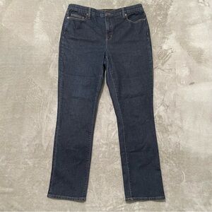 Lands' End High Rise Straight Leg Jeans Dark Wash Indigo Size 10 Petite